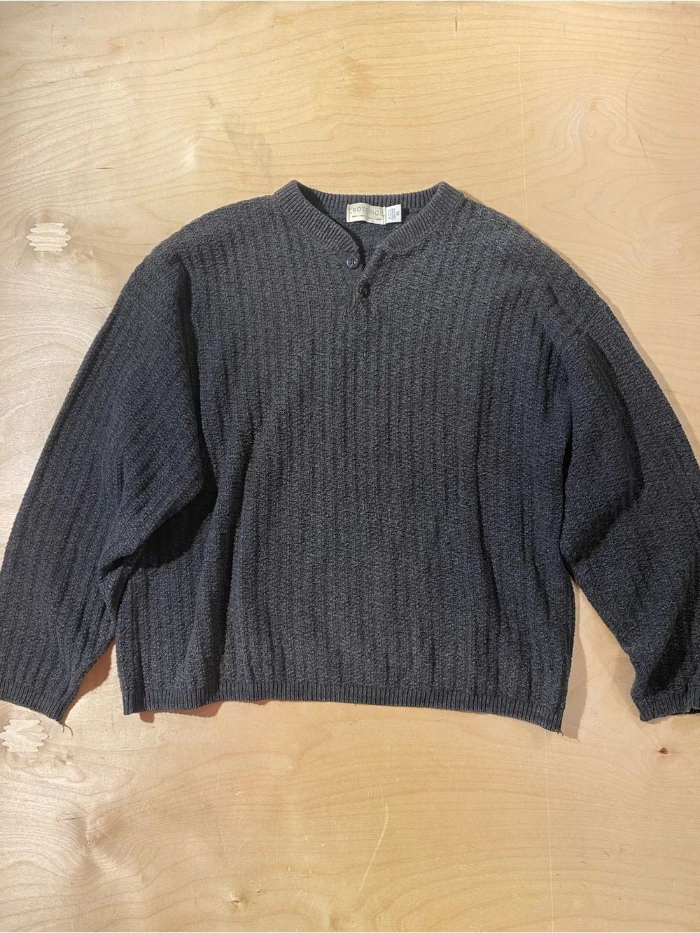 Crossings Men's Crew-Neck Knit Sweater - Charcoal XL (ST)